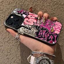 [24h Shipping From DE/FR/ES] [24-Hour Local Shipping] Y2K Pink And Black Graffiti Street Style Printed Shockproof Phone Case, Compatible With IPhone 17/16/15/14/13/12/11 Plus Pro Max 17Air 16e, Galaxy S21-S26 Ultra/Edge/Fe/Plus And Other Models Such As , , Etc. Full Coverage With A Soft Edge, Protective Case In A Cool Subculture Style, Unique And Niche Design. - 1 Image - View 4