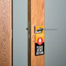 1PC "Recording In Progress-Do Not Disturb" Sign Reversible, Double-Sided Printed Wooden Door Sign For Recording Studios, Conference Rooms, Private Studios, Clubs, Office Decor, And Home Decor. - A - View 5