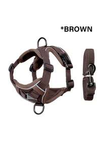 2pcs Set, Adjustable Pet Harness + Leash, Escape-Proof Design, Soft Comfortable Breathable Fabric, Reflective For Night, Suitable For Cats And Small Dogs - Multicolor - View 19