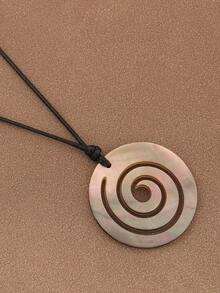 SUPBORA 1pc Fashionable Natural Shell Spiral Swirl Pendant On Wax Rope Necklace Suitable For Women Girls Jewelry Gift - Multicolor - View 8
