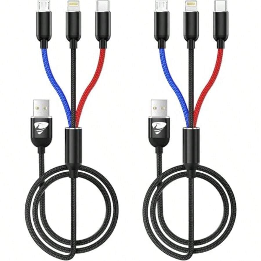 Aioneus 3in1 充電コード 2本セット充電器ケーブル USB Type Cケーブル Micro USBケーブル  14 13 12 Pro Max Mini 11 8 7 6 Galaxy S20 S10 S9 S8 S7 Xperia Android Pixel 5 4 3充電ケーブル   充電器　 - ブラック - チェックする 1