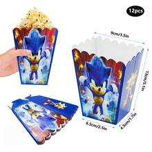 Caja de regalo de palomitas de maíz Sonic azul, caja de regalo para fiesta temática, caja de regalo de dulces y galletas, bolsa de recuerdos de fiesta, caja de regalo de fiesta, adecuada para decoración de fiesta de cumpleaños, caja de dulces y palomitas de maíz para fiesta - caja de palomitas de maíz - Ver 12