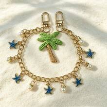 Starfish & Pearl Bag Chain Extender, Handmade Coconut Tree Pendant, Pearl Handle Extender Chain For Handbags & Purses - Multicolor - View 2