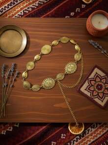 Vintage Heavy-Duty Gold Metal Waist Chain With Carved Round Coin Pendant And Multi-Layer Tassel, Sexy Style For Runway, Party And Vacation - Retro Waist Chain - View 8