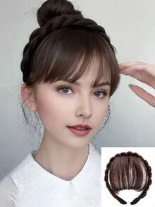Fishbone Braid Headband With Air Bangs Wig For Women, Natural Seamless Hairpiece To Cover Gray Hair And Add Volume, Headband - Multicolor - View 7