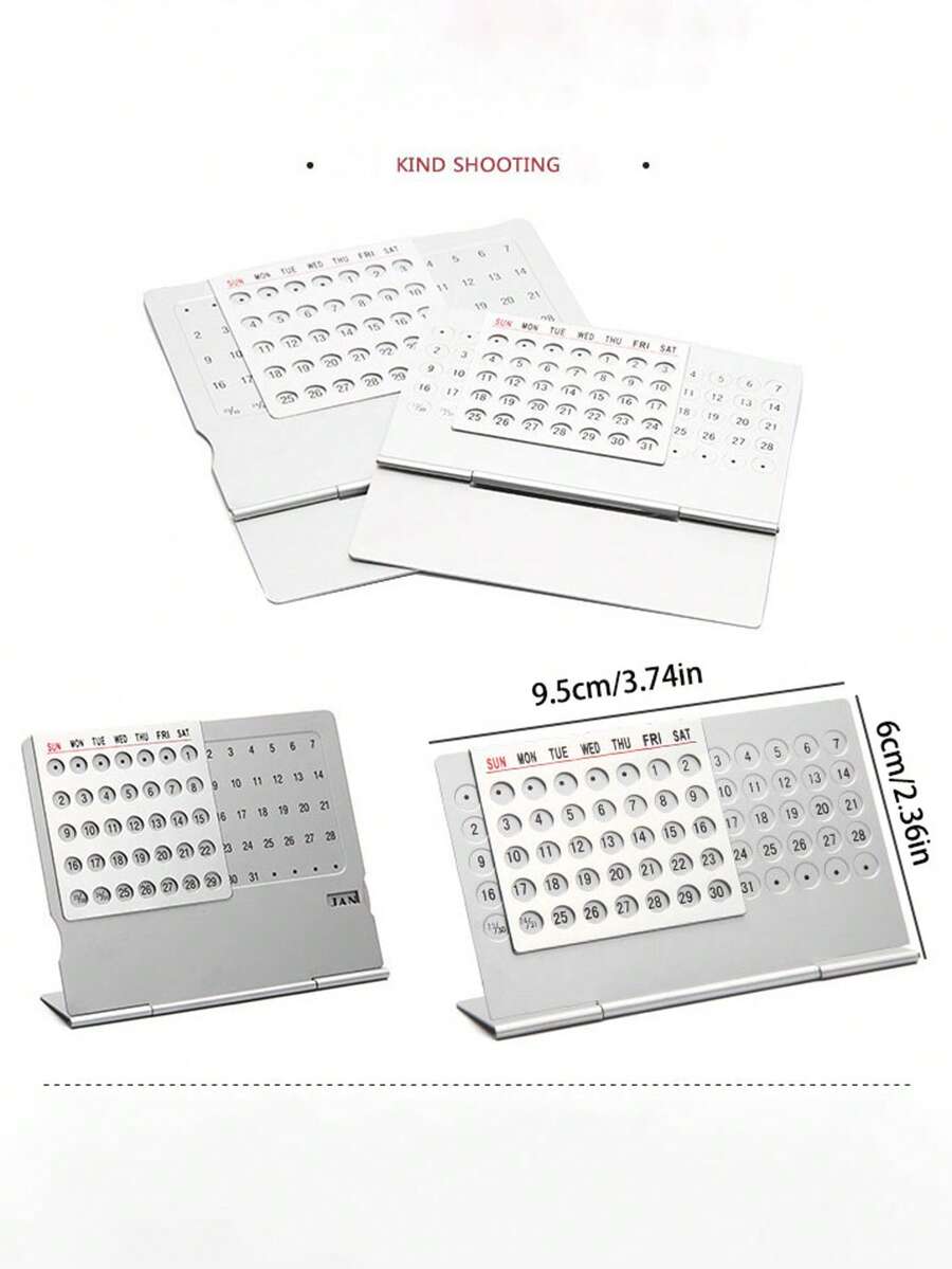 1pc Metal Perpetual Calendar Ornament, Creative Office Desk Decor, Reusable, Suitable For Office Desk Display, Home Decor, Room Arrangement, Perfect Gift For Friends - Multicolor - View 1