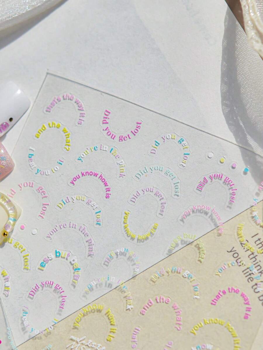1片 5D 現代極簡 DIY 金屬法式字母美甲貼紙 凝膠美甲貼花 指甲裝飾配件 - 彩色 - 查看 1