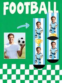 1 Pair Customized Photo Face Socks, Summer World Cup Football Sports Socks, Customized Printed Socks, Suitable For Humans, Graduation Gift - Multicolor - View 5