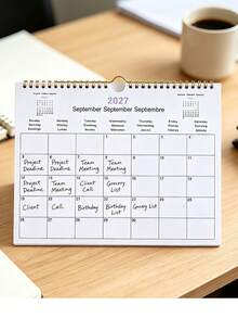 1pc Minimalist 2027 New Year Calendar, Hanging Calendar, Desk Calendar, Monthly Planner, Suitable For Home, Portable Office Planner Time Management Daily Use, Schedule Organizer - New Year Schedule Organizer - Christmas - Halloween Gift - New Year Gift - Multicolor - View 1