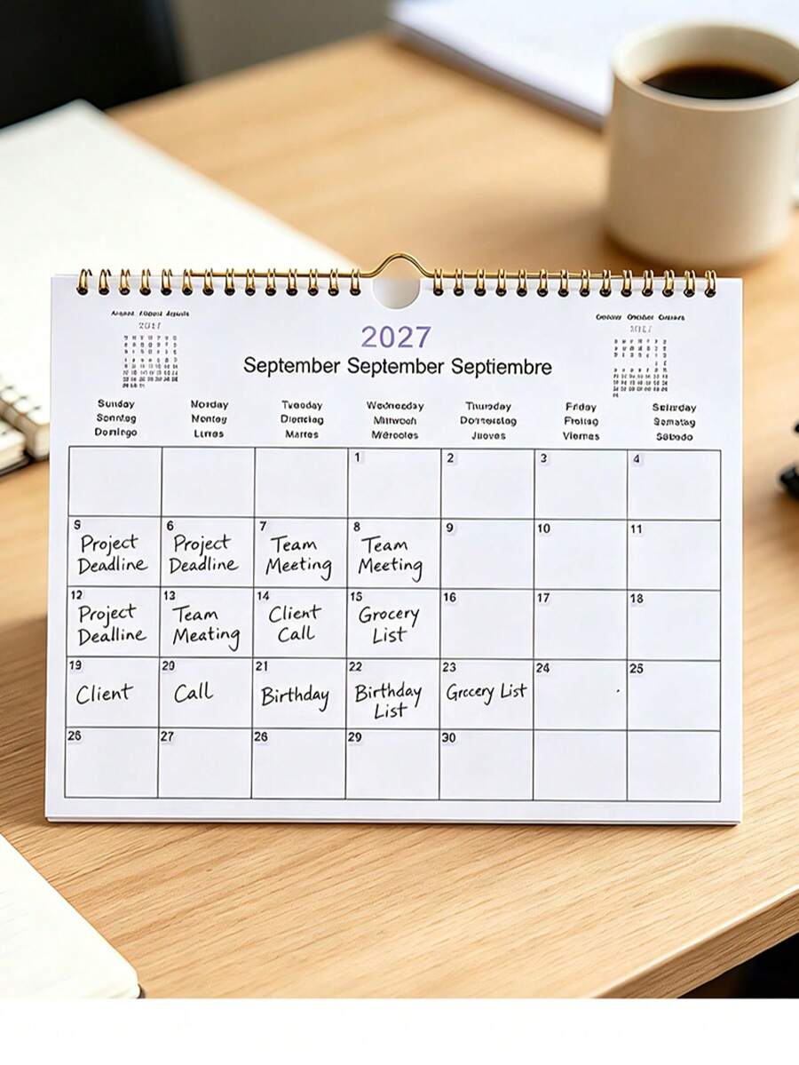 1pc Minimalist 2027 New Year Calendar, Hanging Calendar, Desk Calendar, Monthly Planner, Suitable For Home, Portable Office Planner Time Management Daily Use, Schedule Organizer - New Year Schedule Organizer - Christmas - Halloween Gift - New Year Gift - Multicolor - View 1