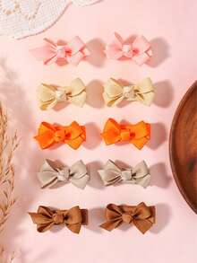 Juego de 10 piezas/40 piezas/60 piezas de pinzas para el cabello acanaladas hechas a mano para niñas, pasadores de mariposa de unicolor, adecuados para uso diario. - Multicolor - Ver 6