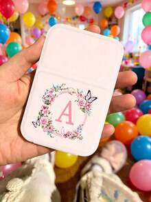 Mini Folding Portable Makeup Mirror, Printed With Pink Flowers And A-Z Letters, With Stand, Travel Makeup Mirror, Beauty Product, Desktop Makeup Mirror, Rectangular Desktop Small Folding Mirror, Simple And Fashionable, Travel Portable Makeup Mirror, Women's Gift - Best Gift For Mom And Teacher. Suitable As Birthday Gift, Back To School Gift, Graduation Gift, Travel Accessory, Mother's Day Gift, Spring/Summer Essential Item. - Multicolor - View 6