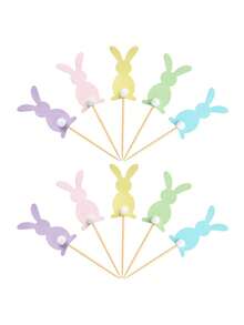 5/10pcs Easter Cake Decorations, Creative Colorful Rabbit Cake Toppers, Easter Theme Party Decor Supplies, Cupcake Decorations, Cake Dessert Toppers, Easter Decorations, Holiday Party Decor - Multicolor - View 5