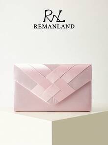 REMANLAND Exquisite Plaid Women's Shoulder Bag, Elegant Fashionable Pink Clutch Bag, Women's Evening Bag, Suitable For Women's Parties, Weddings, Evening Dinners, Banquets And Other Occasions, Ideal Choice For Party Girls And Women, Also The Best Gift For Women. - Pink - View 2