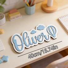 Personalized Name Butterfly Double-Sided Nameplate, Pink & White Striped Design, Baby Birthday, Children's Room, Nursery Wall Decor - Black - View 12