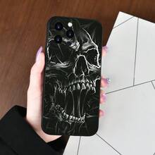 [24h Shipping From DE/FR/ES] Dark Style Silver Line Skull Print Phone Case Compatible With IPhone 17/16/15/14/13/12/11 Plus Pro Max 17Air 16e  Galaxy S21-S26 Ultra Edge Fe Plus  /  Shockproof Full Protection Case, The First Choice For Street Subculture Style Birthday Gifts - 1 - View 5