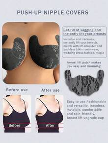 2/4 Pairs Plus Size Breathable Invisible Lace Breast Lift Tape, Random Print, Suitable For Strapless Wedding Dress, Large Breast Lift Tape - Multicolor - View 9