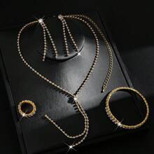 3pcs/Set Geometric Design Necklace, Earrings And Jewelry Set For Women, Street Style Party/Bridal Accessories, Perfect For Thanksgiving - Gold - View 6