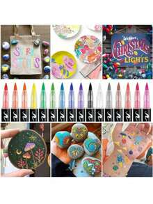 12/24/36/48-Color Acrylic Markers, Soft-Tipped Acrylic Pens, Fast-Drying Waterproof Acrylic Markers, Suitable For Canvas, Rock Painting, Wood, Stone, Glass, Ceramic, Textile Painting, And DIY Crafts, Making Them Ideal For Back-To-School Gifts, Suppli - Multicolor - View 8