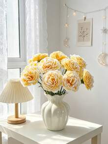 5/10pcs 29cm Artificial Carnations, Silk Fake Flowers, Mother's Day, Valentine's Day, Wedding Centerpiece Decoration, Bridal Shower Gift, Table Decor, Home Party, Birthday Decoration, Valentine's Day Gift, Graduation Gift - Yellow - View 6