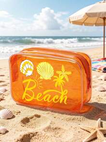 Transparent Waterproof Storage Bag, Zippered Cosmetic Bag With Cartoon Ocean Shell Pattern, Large Capacity Waterproof Multi-Functional Storage Pouch, Women's Transparent Toiletry Bag, Foldable Lightweight Wash Bag, Portable Travel Personal Care Cosmetic Organizer. Teacher's Day Gift, Mother's Day, Back To School, Vacation - Multicolor - View 10