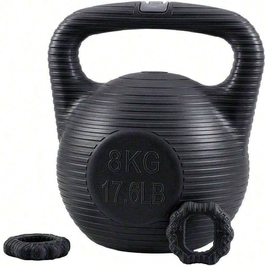 Shoze Versatile Home Fitness Bundle Fillable 8kg Kettlebell Pair Grip Rings Custom Weight Yoga Strength Training Gear - Black - View 1