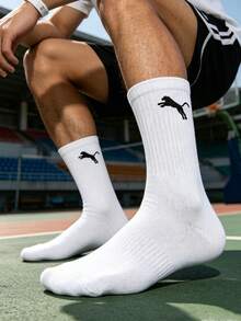 Men's White Minimalist Comfortable Soft Casual Sports Mid-Calf Socks, Size 1/5/10/15/20, Double Pack. Suitable For Everyday Wear, Striped Design, Perfect For Parties, Gifts, And Other Occasions. - Multicolor - View 4