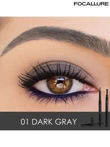FOCALLURE 0.25g Dual-Ended 3D Eyebrow Pencil, Fine Precise Tip, Smooth Creamy Texture, Long-Lasting Waterproof And Sweat-Resistant, Buildable Natural Shades, Natural Long-Lasting Eyebrow Makeup, Portable Slim Size, Convenient For Outdoor Touch-Ups - #01 Dark Gray - View 8
