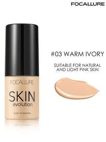 FOCALLURE 31g SPF15+PA SKIN EVOLUTION Liquid Foundation, Full Coverage, Concealing, Color Correcting, Pore Blurring, Long-Lasting Oil Control, Moisturizing, Natural Matte Finish, Waterproof Makeup - #03 WARM IVORY - View 2