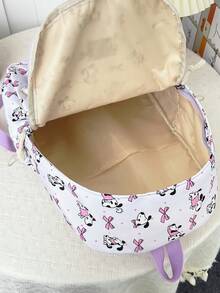 1pc Cute School Style Cat/Dog/Bow Print Nylon Backpack, Lightweight Large Capacity School Day Bag, Adjustable Shoulder Strap Bookbag, Suitable For Girls/Teens/Students/Graduates, Ideal For Daily Use, Outings, Travel, School And Back To School Season. - Multicolor - View 5