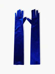 1 Pair Women's Black Gold Velvet Evening Party Sexy Gloves - Black - View 9