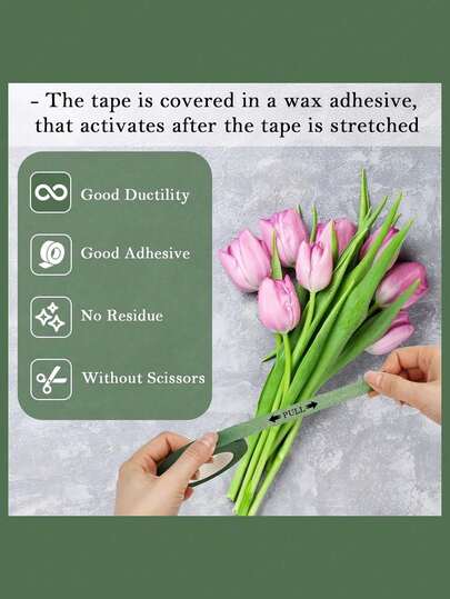 6 Rolls Floral Decorative Tape - Paper Adhesive Tape, Suitable For Floral Arrangement And Flower Stem Edge Decoration