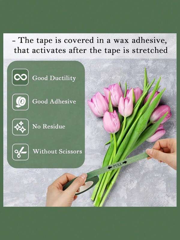 6 Rolls Floral Decorative Tape - Paper Adhesive Tape, Suitable For Floral Arrangement And Flower Stem Edge Decoration