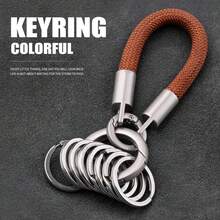 Men's Braided Rope Keychain, Commuter Multi-Compartment Key Storage Lanyard, 8-Ring Classified Key Ring, Car Key Lanyard Multi-Function Metal Ring Minimalist Premium Key Pendant, Outdoor Anti-Slip Paracord Handheld Key Pendant Multi-Function Classified Key Ring - Multicolor - View 2