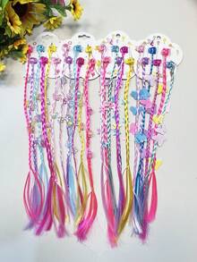12pcs Multicolor Braided Hair Clips Hair Accessories Butterfly Star Twist Braid Hair Clips Performance Stage Colorful Mixed Hair Claws Decorative Headwear - Mixed color - View 1