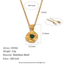 S SHOPBOHO 1pc 18K Gold Plated Stainless Steel Birthstone Pendant Necklace, Hammered Texture Coin Pendant, Personalized Birthday Gift Jewelry For Her - Birthstone - View 15