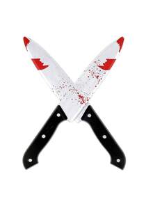 1pc-Halloween Bloody Fake Knife - Bloody Prop, Viral Bloody Pointed Plastic Simulation Knife, Halloween Decoration, Halloween Party Supplies, Halloween Photo Prop, Horror Prop, Simulation Halloween Knife, With Blood Stains, Create Horror Atmosphere, Halloween Costume Accessory, Suitable For Halloween, Ghost Festival Decoration Prank Prop, Haunted House Decoration, Photo Prop, Halloween Costume Prop - Multicolor - View 6