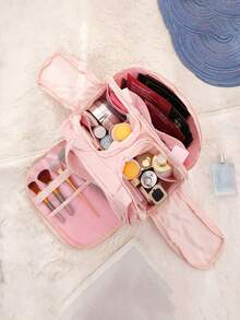 1pc Multifunctional Women's Travel Tote Bag, Featuring Multi-Layer Design, Soft Plush Texture, Zipper Closure And Waterproof Material. Suitable For Storing Cosmetics, Home Decor, Desk Storage And Travel Bag. - Multicolor - View 4