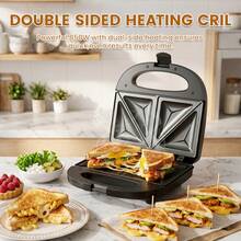 SUPERLEX Sandwich Maker 750W, Stainless Steel Sandwich Machine, Non-Stick Coating, Cool-Touch Handle, Easy To Clean, Compact Electric Sandwich Toaster For Breakfast - View 6