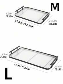 1pc, Acrylic Tray With Handles, Double-Ear High-End Home Tea Tray, Serving Tray, Commercial Restaurant Plate, Decorative Tray, Black Edge High Transparency Glacier Design, Suitable For Displaying And Storing Bread, Pastries, Fruits, Snacks, Desserts And Other Foods - Black - View 2