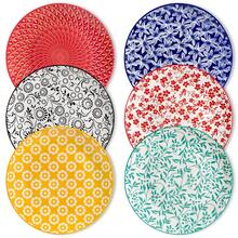 vancasso Multicolor Porcelain Plate, 6-Piece Ceramic Dinnerware, Poreclain Dinner Plate, Round, Sevice For 6, 26cm - Multicolor - View 7