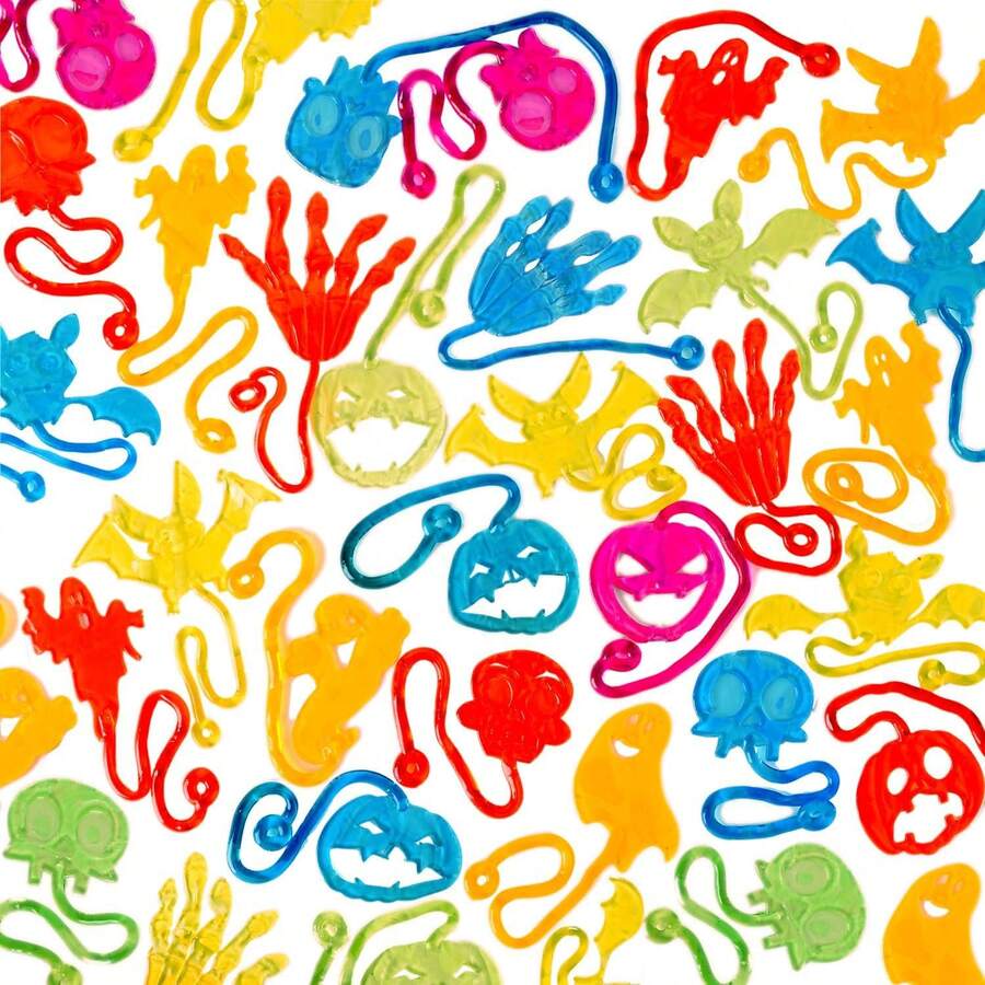 5/10/20pcs Halloween Stretchy Sticky Hands Toys, Slap Sticky Hands Bulk For Kids Gift, Pumpkin, Ghost, Spider, Skeleton, Party Favors Classroom Game Prizes, Random Color Style - Halloween - View 1