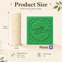 12 Zodiac Embossed Rolling Pin, Astrology Clay Texture Roller, Polymer Clay Stamp Tool, Ceramic Pottery Embossing Roller For DIY Craft Making - Multicolor - View 16