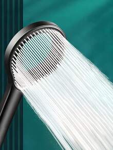 1pc Heart-Shaped Ring Shower Head, High Pressure Oval Design With Ergonomic Handle, No Hose Connection Required, Durable Black/Silver/Grey Plastic Modern Bathroom Upgrade, Adjustable Water Flow, Enhanced Water Pressure, Bathroom Accessory - Multicolor - View 3