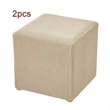 1pc Elastic Ottoman Stool Cover Home Decor Footstool Cover All Season Spandex Sofa Footrest Cover Suitable For Living Room Bedroom Hotel Bar - Beige - View 9