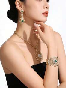 1pc Hollow Lace Design Bridal Bracelet, Vintage Palace Style Elegant Openable Bangle, Moroccan Women's Arm Accessory For Wedding, Banquet, Festival, Party - Bracelet - View 10