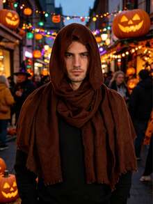 1pc Vintage Pirate Hooded Scarf - Soft & Comfortable, Renaissance Style, Medieval Costume Accessory, Retro Style Men's Shawl - Perfect For Festivals - Multicolor - View 4