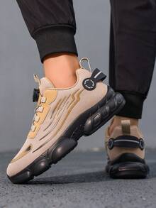 Men's Brown Chunky Sneakers, Mesh Patchwork With Sleek Lines, Thick Sole Design With Cool Vibe, Easily Matches Various Styles For Daily Wear. - Brown - View 8