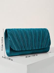REMANLAND 迷你鏈條摺疊壓褶方型手拿包，優雅精緻晚宴包，完美搭配女士舞會禮服、舞會配件、亮片洋裝、閃亮洋裝、優雅洋裝，優雅舞會包，完美搭配伴娘派對，適用於婚宴、派對、婚禮、舞會、晚宴/宴會場合 - 淺藍色 - 查看 4