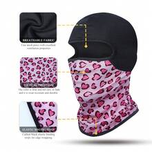 Fabulous Be Xtreme Casco de ciclismo con estampado de leopardo y patrón de corazón dulce y fresco, máscara facial de seda de hielo transpirable con protección solar, cubierta de cara y cuello a prueba de viento para motocicleta y actividades al aire libre - Multicolor - Ver 7